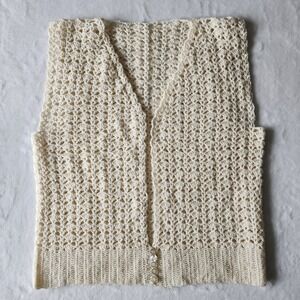 Crochet Sweater Vest Womens Small BOHO Cottagecore Cabin Granola Granniecore 70s